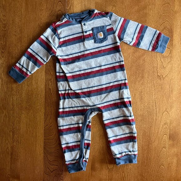 Carhartt striped long-sleeve romper 18m - Picture 1 of 9